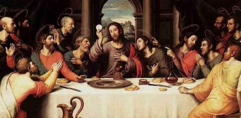 Una pintura que recrea "La última cena" de Jesús con sus apósteles